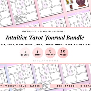 Intuitive Tarot Journal Bundle Tarot Love Finance Career Life General Daily Tarot Workbook Tarot Deck Tarot Stickers Beginners Tarot Spreads