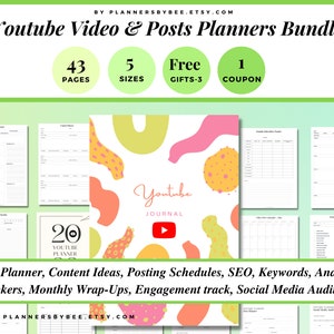 Youtube Planner Social Media Video Vlog Tracker Content Creator Ideas Planner Video Planner, Social Media Planner Youtube Channel, Organizer