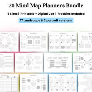 Mind Map, Mind Map template, Printable Mind Map Planner, Study Guide Template, Brain Dump, Brainstorming, Idea Map, Note Taking Diagram