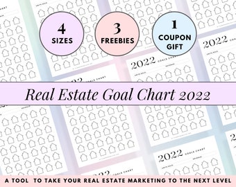 Real Estate Goal Chart,Printable Real Estate Goal Tracker,2024 New Year Real Estate,Real Estate Planner,House Goal Chart - Real Estate Agent