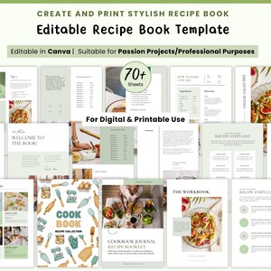 Editable Recipe Book Template: Printable Family Cookbook (canva ...
