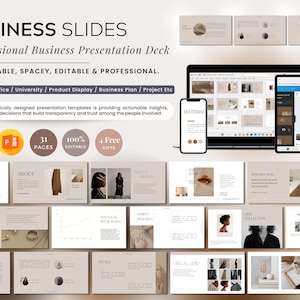 Powerpoint Templates, Business Slides Template, Professional PPT Deck, Minimal Modern Powerpoint, Canva Creator Aesthetic Powerpoint Slides