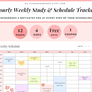 Simple Hourly Weekly Schedule, Weekly Study Planner Printable, Personal Office Weekly Agenda, Hourly Schedule Landscape, Week At a Glance
