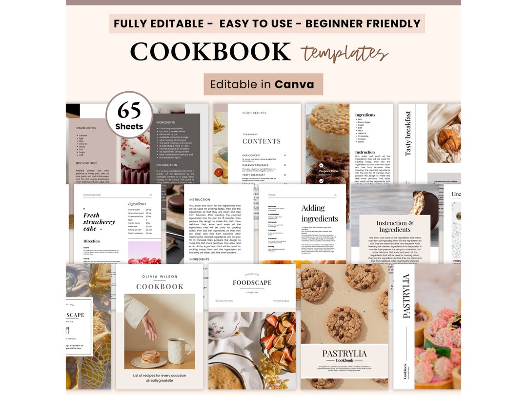 Editable Cookbook Template: Family Recipe Journal (canva, A4/letter) - Etsy