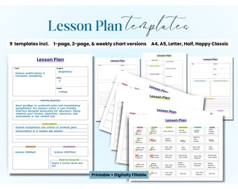 Lesson Plan Template, Lesson Planner Printable, Homeschool Teacher Planner, Weekly, Daily Plans, Academic Schedule, Simple Lesson Plan Book