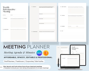Meeting Agenda Template, Action Plan, Meeting Notes, Meeting Discussion Pointers, Meeting Notes Template, Editable Formal Business Meeting