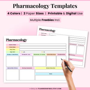 薬理学テンプレート カード、薬理学テンプレート チャート、看護師用メモ シート、分類学習ガイド、FNP 試験看護バンドル、med flash