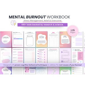 Mental Stress Burnout Planner, Stress Management, Burnout Processing Journal, Mental Health Anxiety ADHD, Emotional Stress Therapy Self Care
