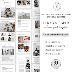 Photography Business Template Bundle, Photographer Branding Kit Welcome Client Guide, Printable Photography Planner Editable Workbook Bundle