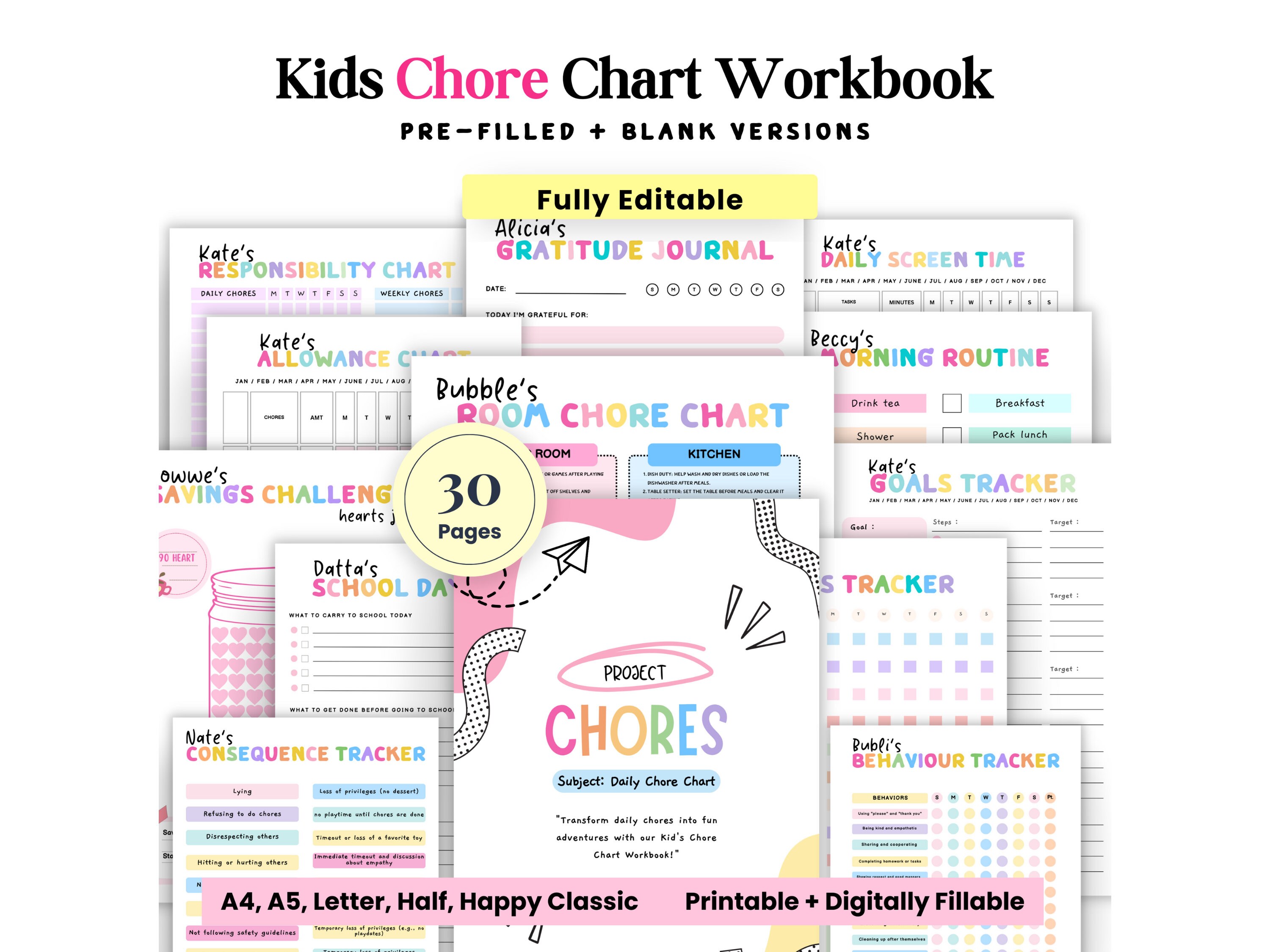 Editable Chore Chart Chore Chart for Kids Screen Time - Etsy