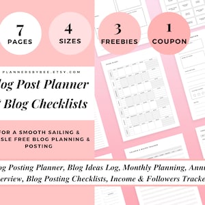 Blogger Bundle Content Strategy Blog Post Planner Templates Editable Blogging Kit Content Creator Social Media Income Blog Follower Tracker