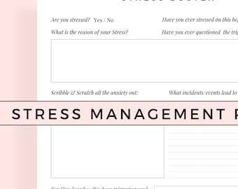 Stress Processing Journal, Stress Management Workbook, Mental Health, Productivity Worksheets, CBT Cognitive Restructuring, Daily Stress PDF