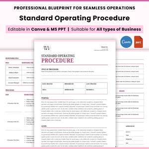 SOP Standard Operating Procedure Template, Project Details, Business Procedure Document, Work Instruction, Employee Operations Policy, HR