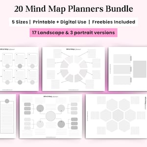 Printable Blank Mind Map Planner, Mind Map template, Study Guide Template, Brain Dump, Brainstorming, Idea Map, Concept Note Taking Diagram