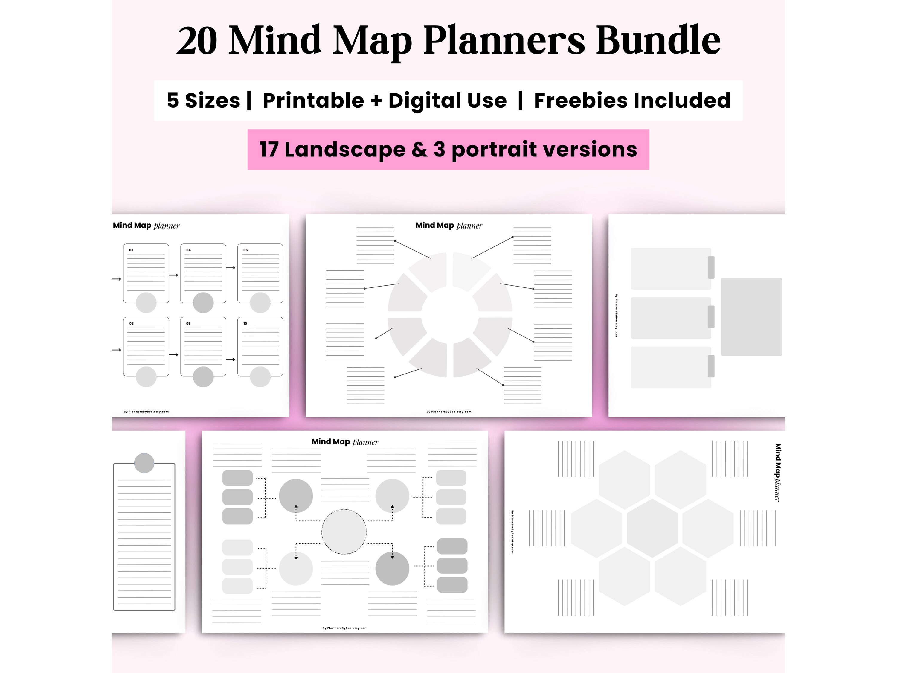 Printable Blank Mind Map Planner Mind Map Template Study - Etsy UK