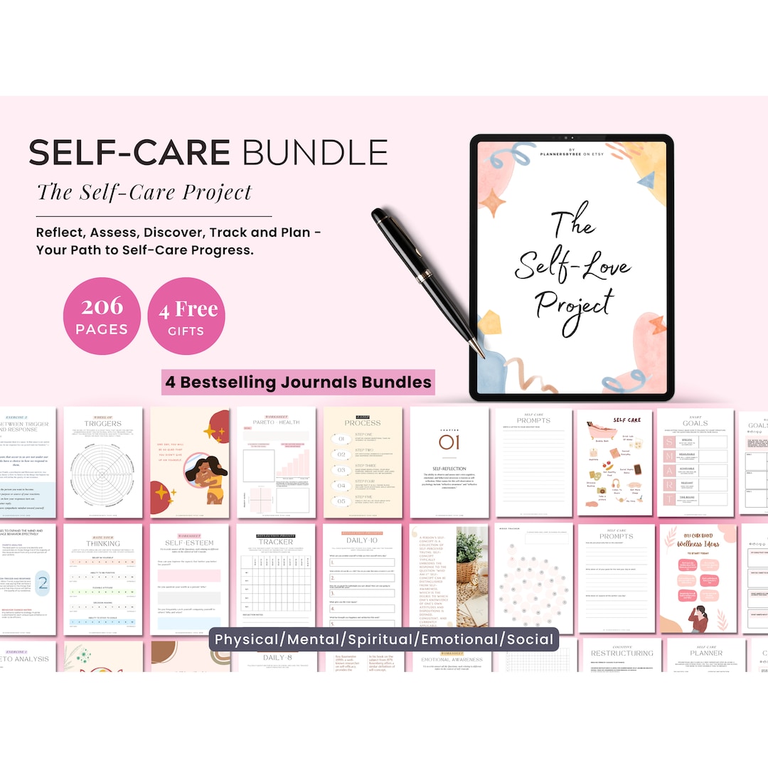 Self Love Journal Template, Self Care, Mental Self Care Planner, Stress ...