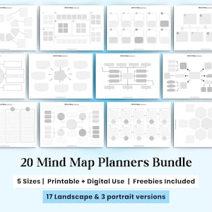 Mind Maps Mind Map template Printable Mind Map Planner Study Guide Template Brain Dump Brainstorming Ideas Note Taking Diagram Mind Mapping