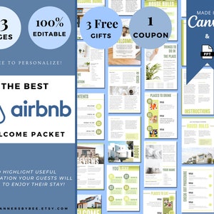 Welcome Book Template, Airbnb Welcome Guide, Editable Canva Air Bnb House manual, Superhost eBook, Host signs, Signage, VRBO Vacation Rental