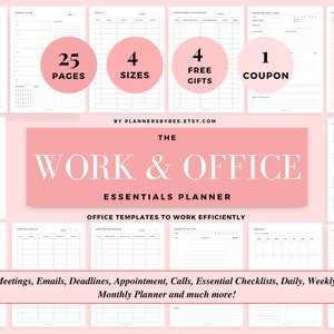 Office Tasks Planner Set Office Organizer Printables Work To Do List Work Schedule Employee Planner Business Meetings Work Emails Tracker