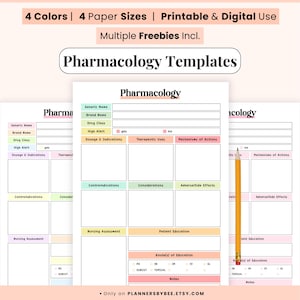 薬局ノートシートカード、薬局テンプレートチャート、看護師用テンプレート、分類学習ガイド、FNP試験看護バンドル、薬理学