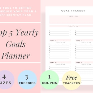 Top 5 Goals Planner, Goal Tracker, Goals Setting, Goal Journal, Goals Planning, Goals Tracker Printable, Goal Sheet, Goals Planner Printable