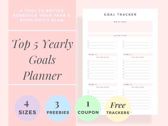 Top 5 Goals Planner Goal Tracker Goals Setting Goal - Etsy