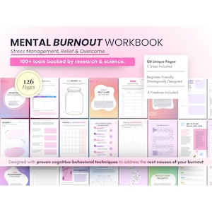 Burnout Journal Printable, Burnout Workbook, Stress Management, Burnout Recovery, Mental Therapy Journal, Stress Journal, Anxiety Relief PDF