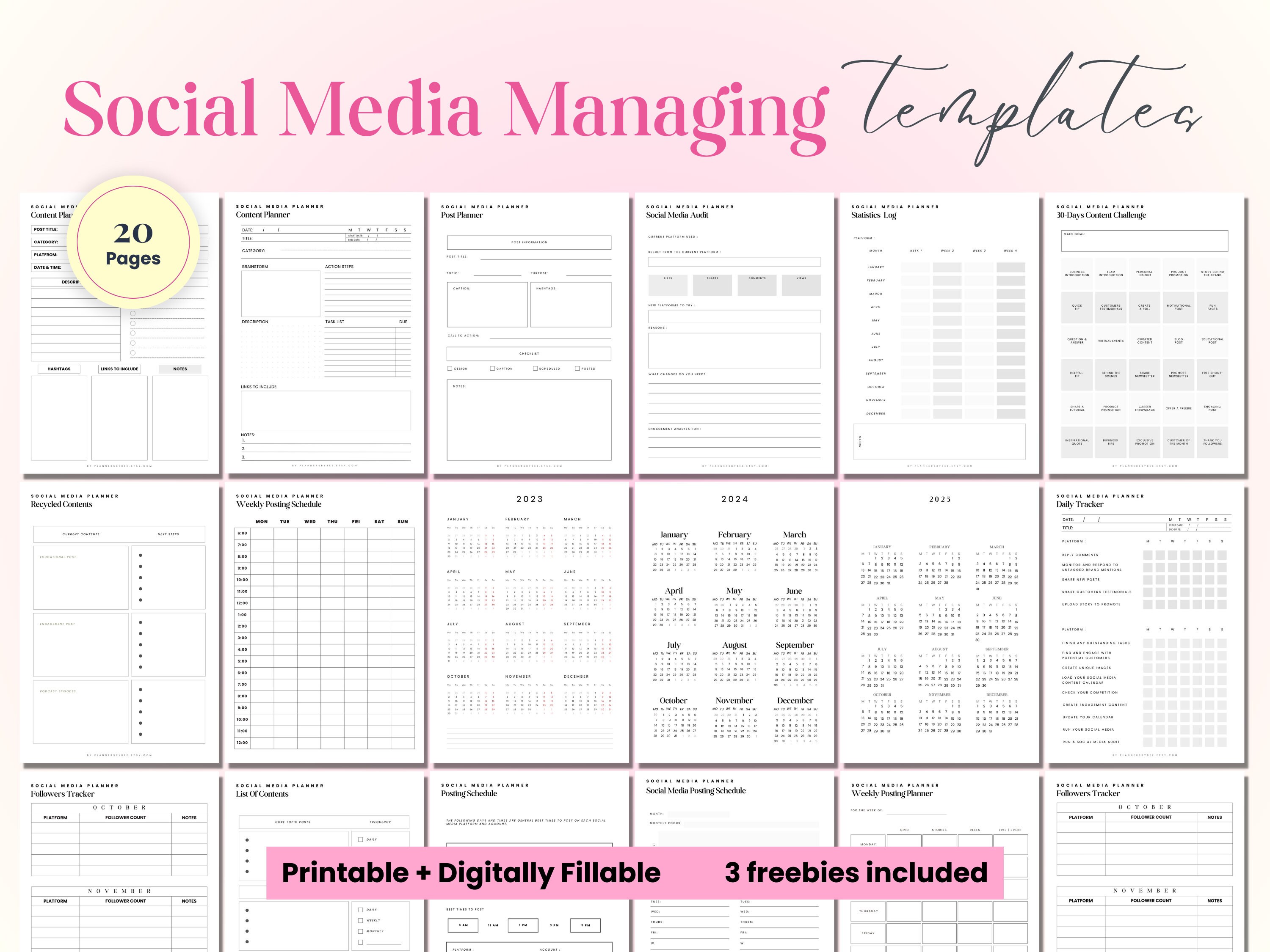Social Media Planner Printable Download Social Media Planner - Etsy