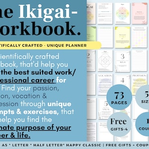 Ikigai Planner, Life Purpose Planner, Career & Work Workbook, 2024 Life Binder, Self Development Worksheet, Goal Setting Goals Planners, PDF