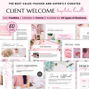 Client Welcome Packet Template: 60 Canva Editable Onboarding Forms (Digital Download)
