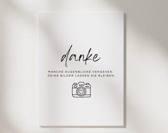 Thank you card for photographer | Wedding thank you card | Gift for wedding photographer | Postcard A6 | Photographer thank you