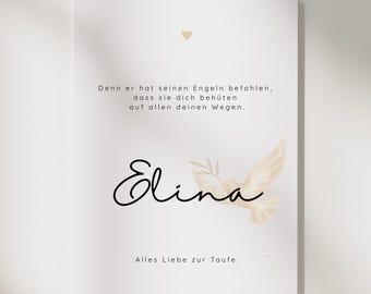 Personalized A6 baptism card with name | Christian postcard for baptism | Guardian angel saying | Baptism gift