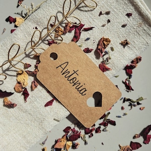 Hochzeit Tischkarten | Namensschilder mit individuellem Namen & Schriftzug + Herz |  Vintage | Geburtstag | Kommunion | Taufe