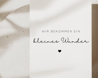Karte Wir bekommen ein kleines Wunder | Karte Schwangerschaft |  Ankündigung Schwangerschaft | Baby | Ankündigung | Postkarte |  A6