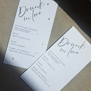 Getränkekarte I Getränkemenü I Hochzeit I Geburtstag I Barkarte