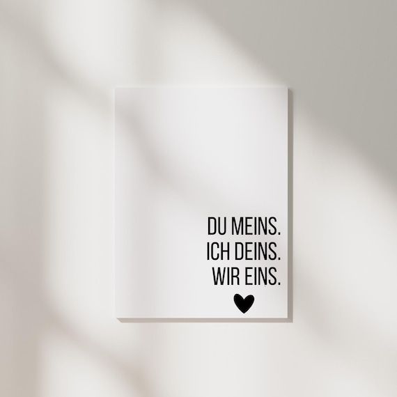 Liebeskarte mit Spruch | Karte Du meins ich deins wir eins | Karte zum Valentinstagskarte | Partner Geschenk | Karte im A6 Format