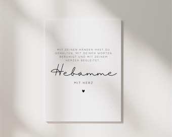Midwife postcard with heart | Gift idea for a midwife | Postcard | A6 format card | Thank you | Gift idea