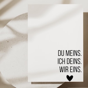 Liebeskarte mit Spruch | Karte Du meins ich deins wir eins | Karte zum Valentinstagskarte | Partner Geschenk | Karte im A6 Format
