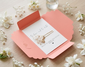 Maid of Honor Ask Card with Hair Clip A6 – Will you be my maid of honor? – Maid of Honor Gift – Wedding Bridesmaid Card