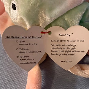 TY 1998 Retired Goochy Jellyfish Beanie Baby With Errors - Etsy