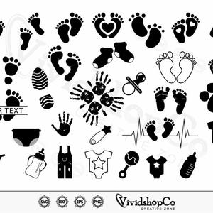 Baby Feet SVG Bundle, Baby Footprint svg, Baby Shower svg, Baby svg, Cut Files for Silhouette, Files for Cricut, Vector, dxf, png, Design
