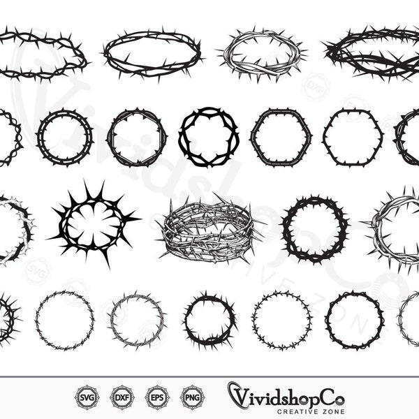 Crown Thorns SVG, Thorns svg, Crown Thorns Vector, Silhouette, Cricut file, Clipart, Cuttable Design, Png, Dxf & Eps Designs.