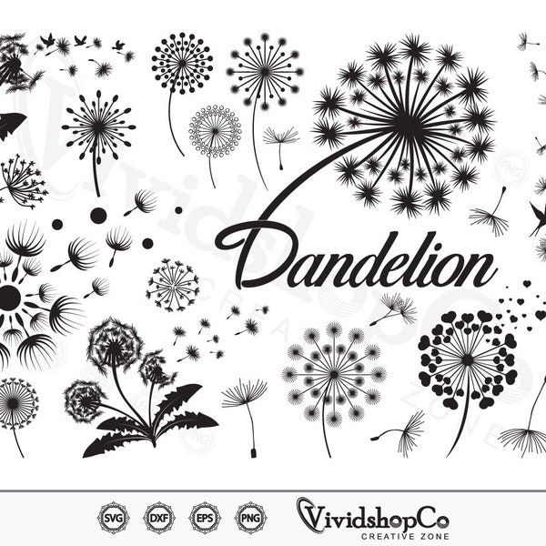 Dandelion SVG, Floral svg, Flower svg, Kindness svg, Motivational svg, Clipart, Cut Files for Silhouette, Files for Cricut, Vector, dxf, png