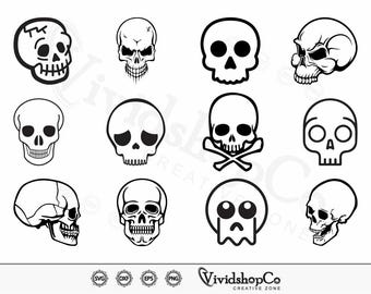 Schädel svg, Schädel Clipart, Dateien für Silhouette, Dateien für Cricut, Schädel Vektor, dxf, png, Design