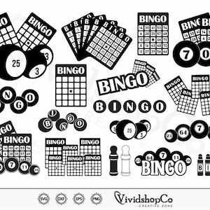 Bingo negro n.° 2 SVG, bolas de bingo SVG, tarjeta de bingo SVG, marcador de bingo SVG, Bingo SVG, archivo de corte para silueta, SVG, EPS, DXF, PNG, clipart