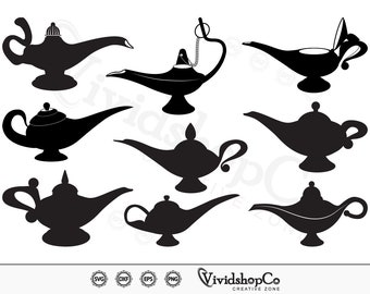 Genie Lamp SVG, Magic Lamp svg, Aladdin Lamp svg, Arabian Nights svg, Clipart, Cut Files for Silhouette, Files for Cricut, Vector, dxf, png