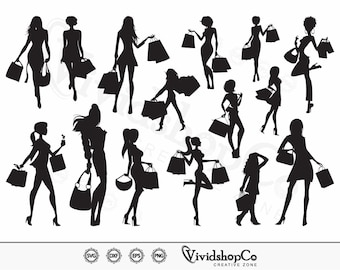 Shopping SVG, Shopping Woman svg, Shopping Girl svg, Handbag svg, Clipart, Cut Files for Silhouette, Files for Cricut, Vector, dxf, png
