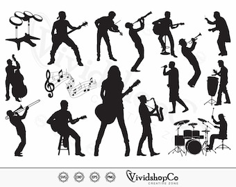 Musicians SVG, Music svg, Musical Notes svg, Clipart, Cut Files for Silhouette, Files for Cricut, Vector, dxf, png, Design