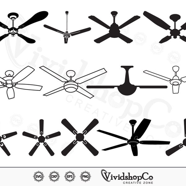 Ceiling Fan SVG, Ceiling svg, Fan svg, Ceiling Fan Outline, Clipart, Cut Files for Silhouette, Files for Cricut, Vector, dxf, png, Design