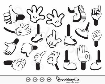 Mickey Hands SVG, Mickey svg, Mouse Hands svg, Mickey Hands Vector, Silhouette, Cricut file, Clipart, Cuttable Design, Png, Dxf, Designs.